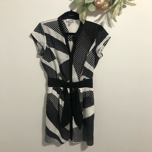 Bebe Black & White Popart Style Wrap Dress - Picture 4 of 12